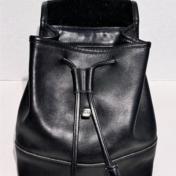 Vintage COACH Daypack Black Leather Drawstring Mini Backpack Bag 9960 USA Y2K - Picture 7 of 16